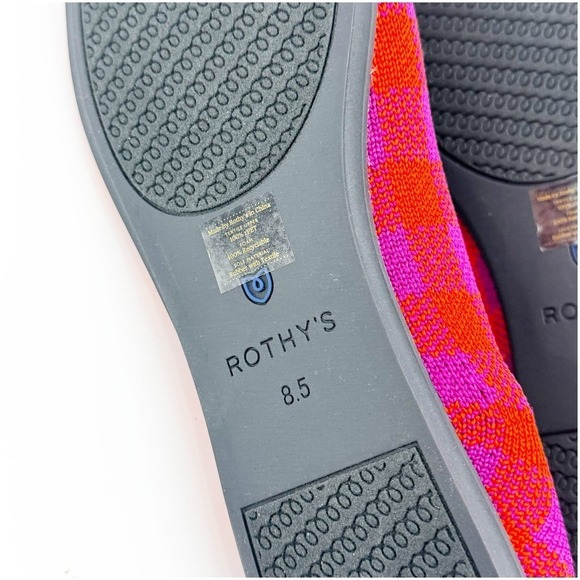 Rothy's The Square Pomegranate Gingham Ballet Flat Size W8.5 NWOB - Picture 11 of 11